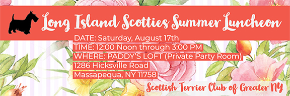 Scottish Terrier Club of Greater New York invites Long Island Scottie lovers to luncheon