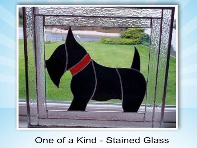 Stained glass image of Scottish Terrier up for auction to benefit STCGNY Scottie Rescue