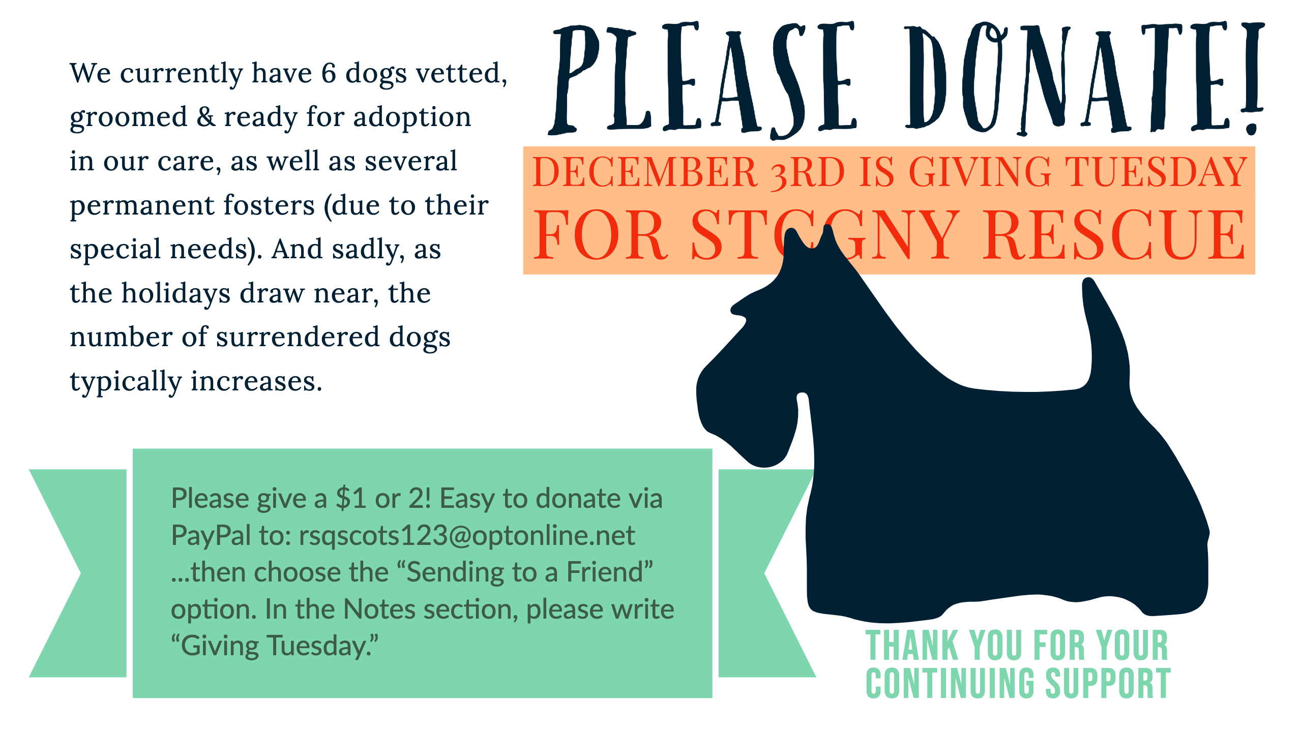 Giving Tuesday for STGCNY is December 3
